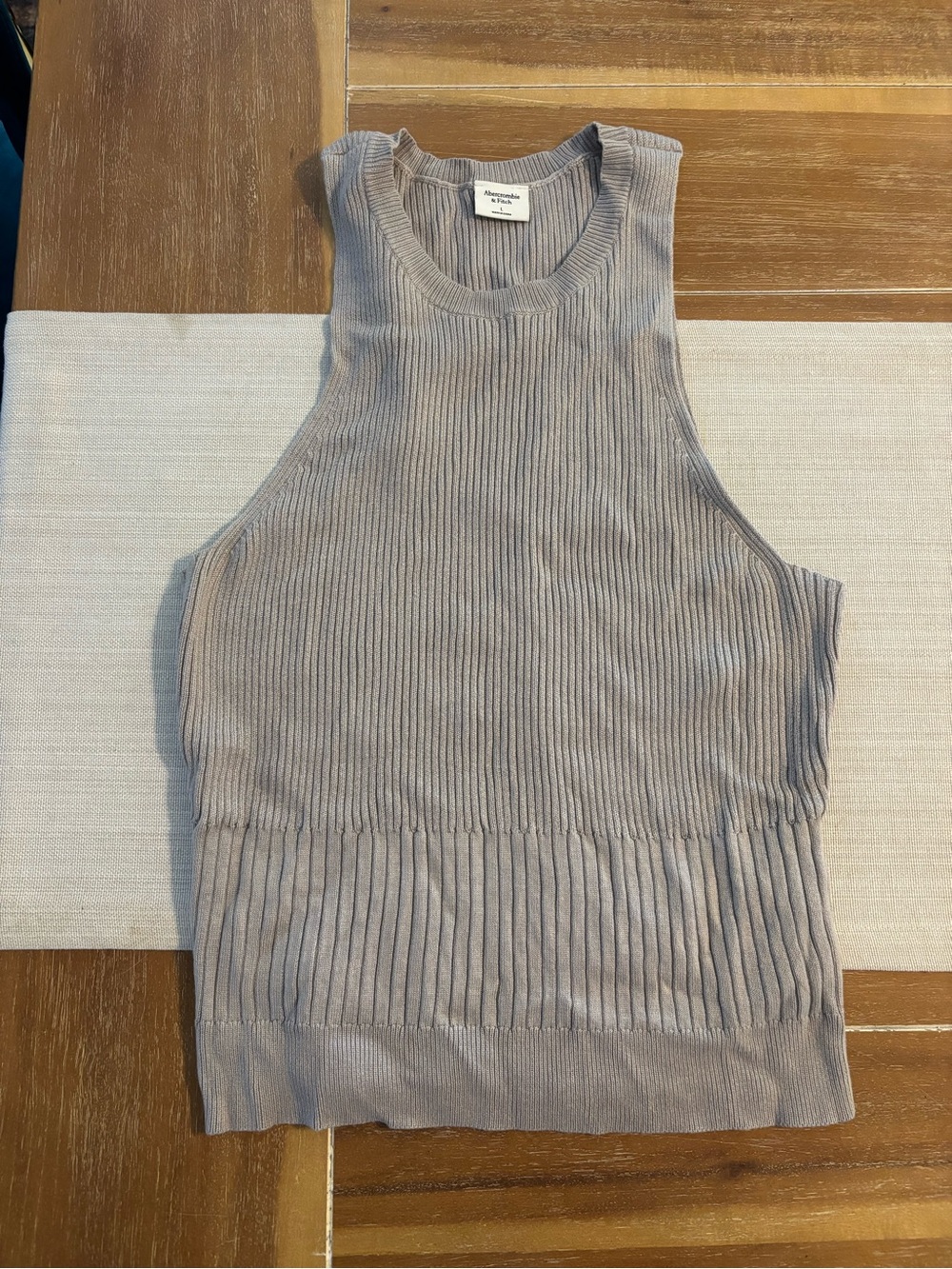 Abercrombie & Fitch Taupe Ribbed Mock Neck Sleeveless Top